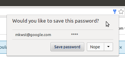 Chrome’s password manager: offering to save a user’s password.